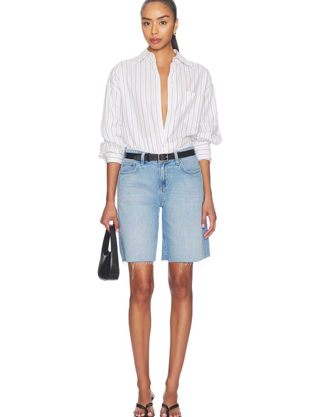 L’AGENCE - mid-rise denim Bermuda shorts